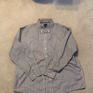Jos. A. Bank Blue burgundy mustard and White Checkered Shirt